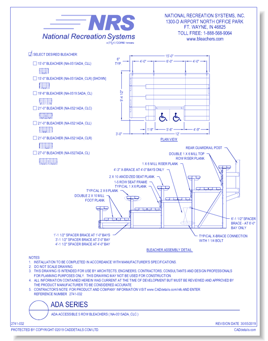 Ada Accessible 5 Row Bleachers ( NA-0515ADA_CLC )