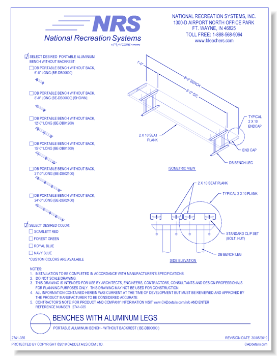 Portable Aluminum Bench - Without Backrest ( BE-DB00600 )