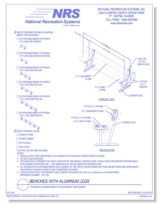Portable Aluminum Bench With Backrest ( BE-DG00600 )