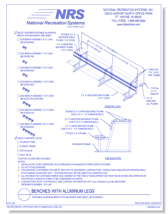 Portable Aluminum Bench With Backrest And Shelf ( BE-DGS00600 )