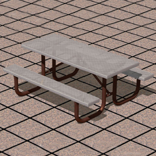 CAD Drawings RJ Thomas Mfg. Co. / Pilot Rock XT Series: Extra Heavy Duty Portable Rectangular Tables w/ D-Type Thermo-plastic Coated Expanded Steel Top & Seats ( AI-1675 )