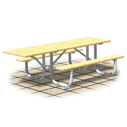 CAD Drawings RJ Thomas Mfg. Co. / Pilot Rock XT Series  - Wheelchair Accessible: Table Extended One End w/ Lumber Top & Seat Planks ( AI-1612 )