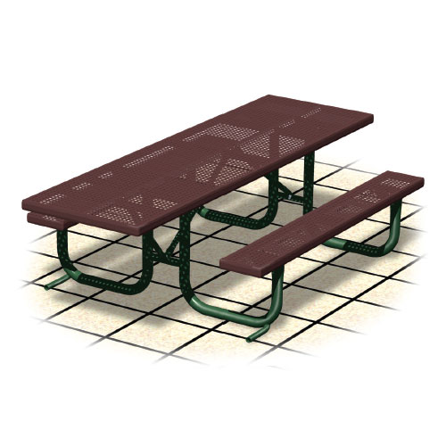 View XT Series  - Wheelchair Accessible: Table Extended One End w/ R-Type Thermo-plastic Coated Perforated Steel Top & Seats ( AI-1693 )