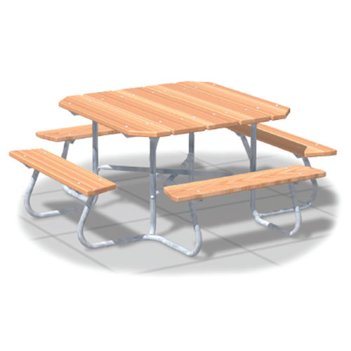CAD Drawings RJ Thomas Mfg. Co. / Pilot Rock SQT Series: Portable Square Tables w/ Lumber Top & Seats ( AI-1496 )