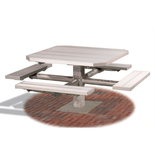 CAD Drawings RJ Thomas Mfg. Co. / Pilot Rock PQT Series: Pedestal Square Table w/ Aluminum Top & Seats ( AI-1697 )