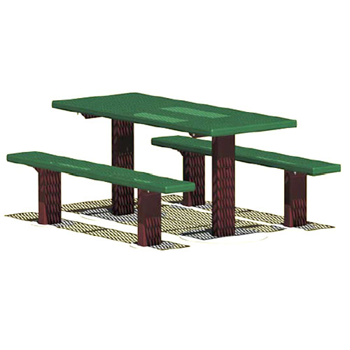 CAD Drawings RJ Thomas Mfg. Co. / Pilot Rock APT Series: Multi Pedestal Rectangular Table w/ D-Type Thermo-plastic Coated Expanded Steel Top & Seats ( AI-1775 )