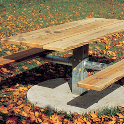 CAD Drawings RJ Thomas Mfg. Co. / Pilot Rock PT Series: Pedestal Rectangular Table w/ Lumber Top & Seats ( AI-1706 )
