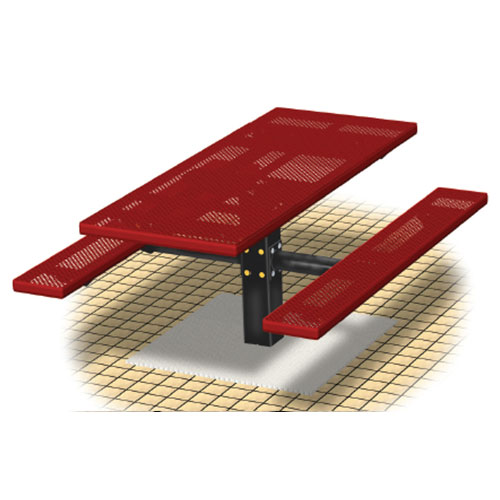 CAD Drawings RJ Thomas Mfg. Co. / Pilot Rock PT Series: Pedestal Rectangular Table w/ D-Type Thermo-plastic Coated Expanded Steel Top & Seats ( AI-1708 )