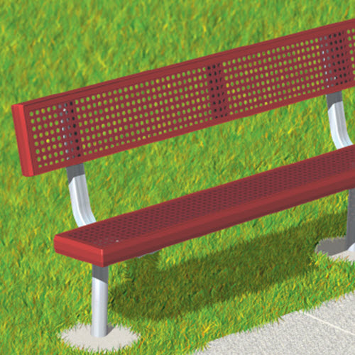 CAD Drawings RJ Thomas Mfg. Co. / Pilot Rock SCXB Series: Embedded Mount Bench w/ H-Type Thermo-Plastic Coated Perforated Steel Back & Seat 