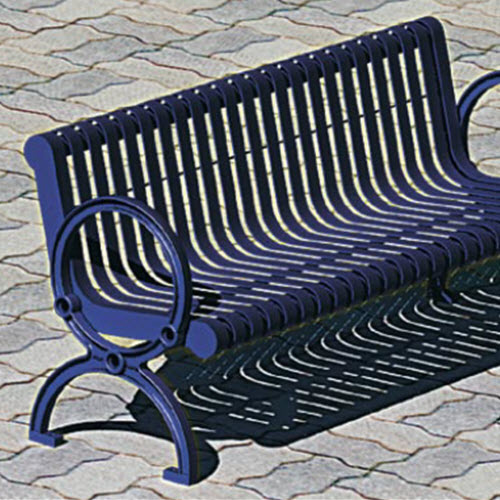 CAD Drawings RJ Thomas Mfg. Co. / Pilot Rock Gillette Series: Cast Iron Surface Mount Contour Bench w/ Steel Strap Seat