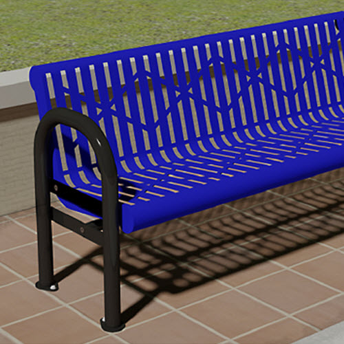 CAD Drawings RJ Thomas Mfg. Co. / Pilot Rock Riverview Series: Surface Mount Contour Bench w/ Thermo-Plastic Coated Cut Steel Plate Seat