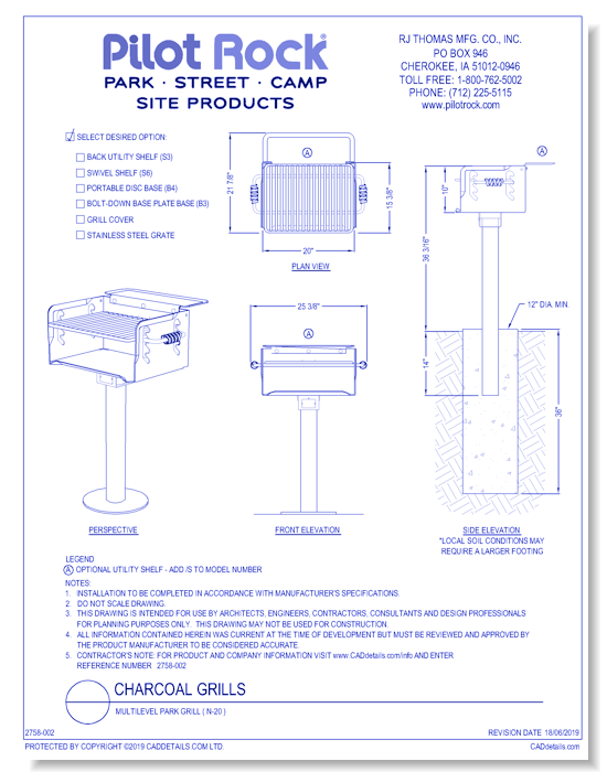 Charcoal Grills: Multilevel Park Grill ( N-20 )