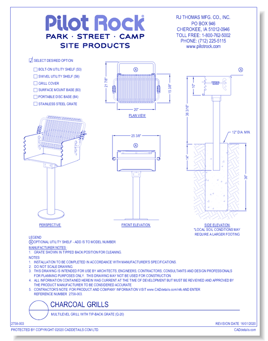 Charcoal Grills: Multilevel Grill with Tip-back Grate ( Q-20 )