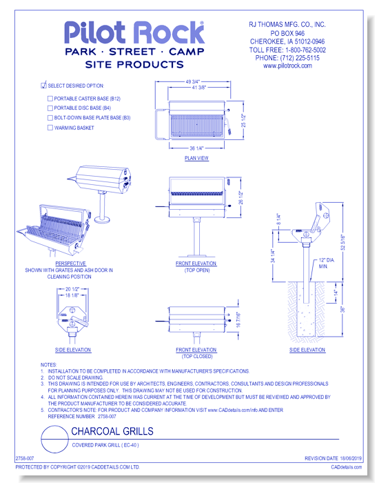 Charcoal Grills: Covered Park Grill ( EC-40 )