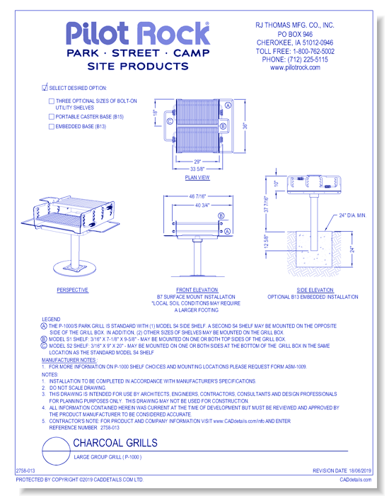 Charcoal Grills: Large Group Grill ( P-1000 )
