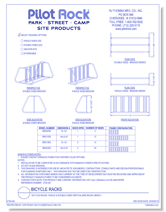 Bicycle Racks: Single & Double Sided Vertical Bike Racks ( BR200 )