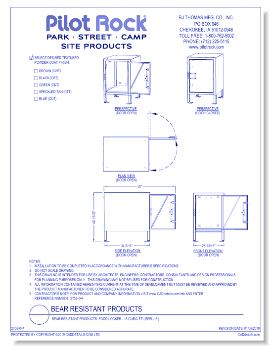 Bear Resistant Products: Food Locker - 15 Cubic ft ( BPFL-15 )