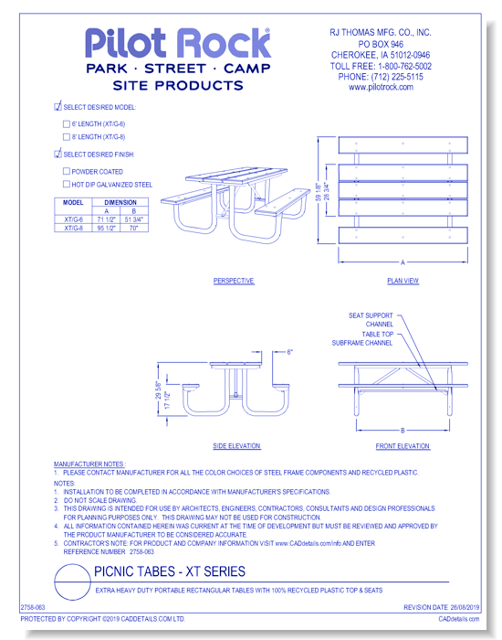 XT Series: Extra Heavy Duty Portable Rectangular Tables w/ 100% Recycled Plastic Top & Seats