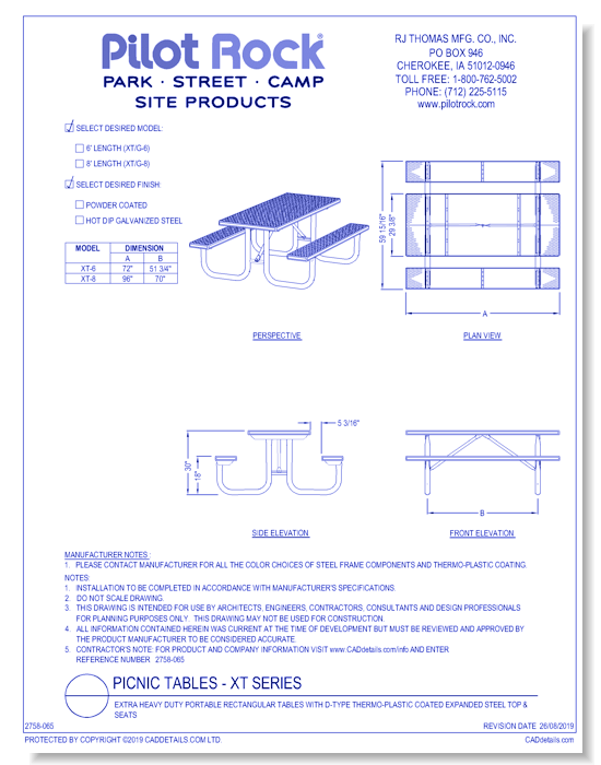 XT Series: Extra Heavy Duty Portable Rectangular Tables w/ D-Type Thermo-plastic Coated Expanded Steel Top & Seats