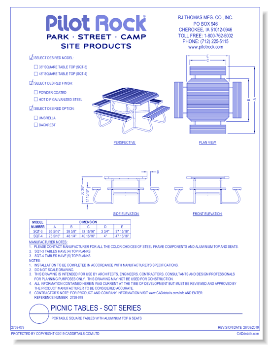 SQT Series: Portable Square Tables w/ Aluminum Top & Seats
