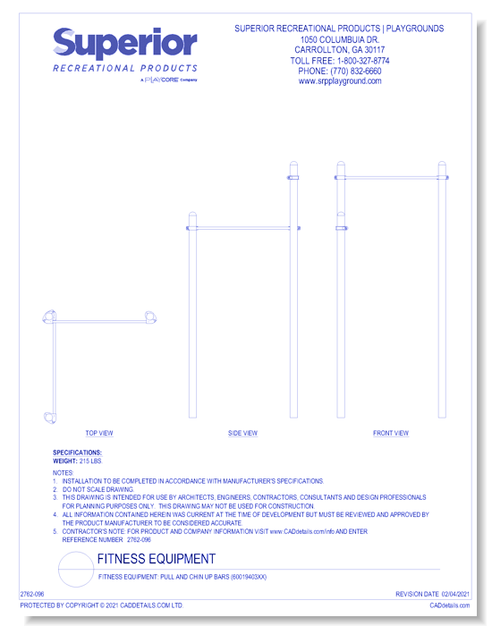 Fitness Equipment: Pull and Chin Up Bars (60019403XX)