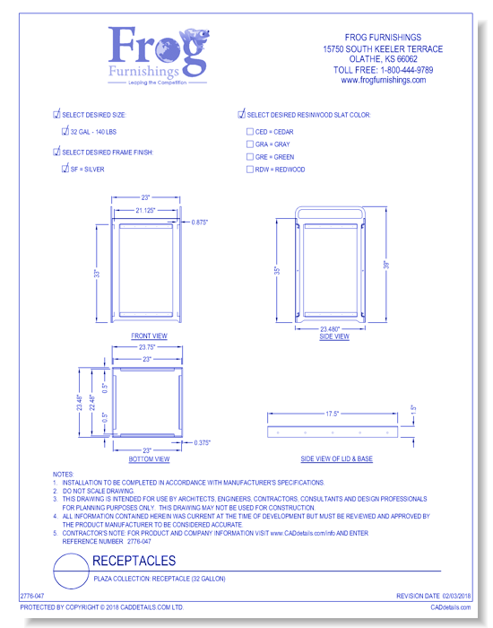Plaza Collection: Receptacle (32 Gallon)