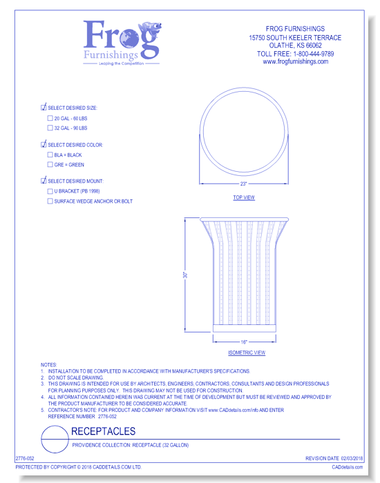 Providence Collection: Receptacle (32 Gallon)