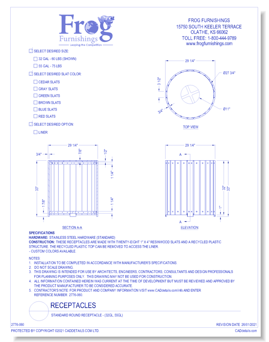 Standard Round Receptacle (32gl, 55gl)