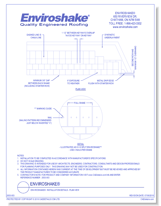 Enviroshake®: Installation Details - Plan View