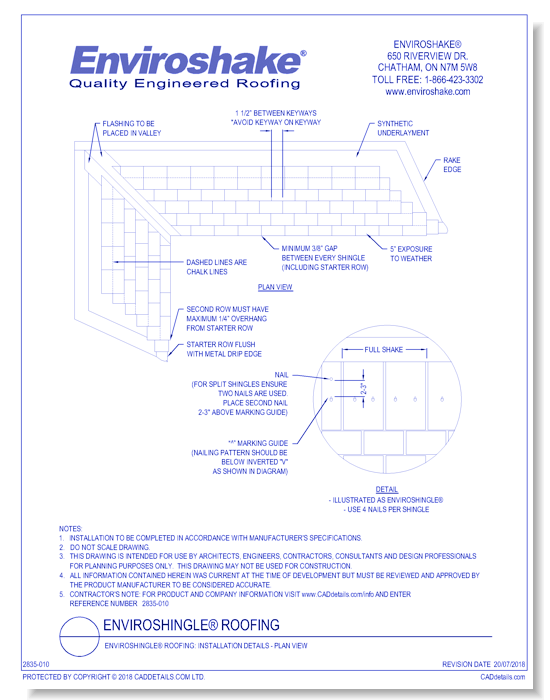 Enviroshingle® Roofing: Installation Details - Plan View