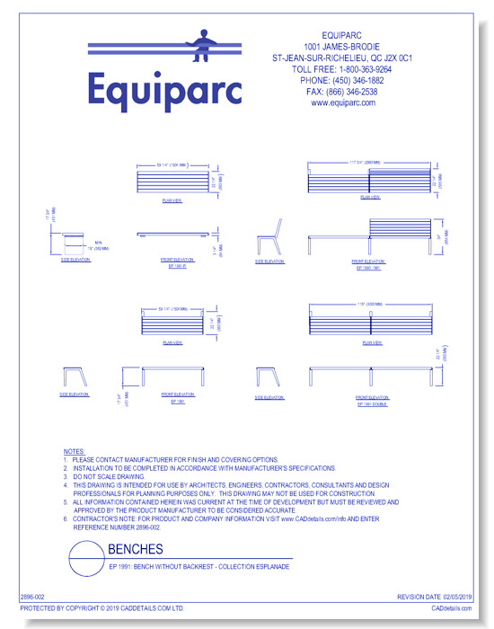EP 1991: Bench Without Backrest - Collection Esplanade
