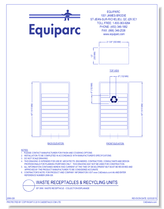 EP 3990: Waste Receptacle - Collection Esplanade