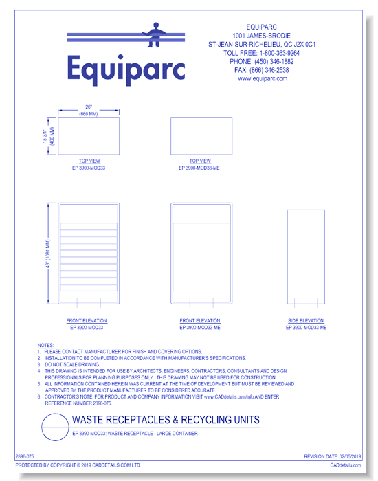 EP 3991: Waste Receptacle - Large Container