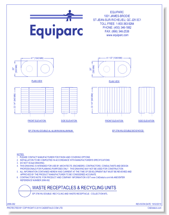 EP 3790-D: Recycling & Waste Receptacle - Collection MTL