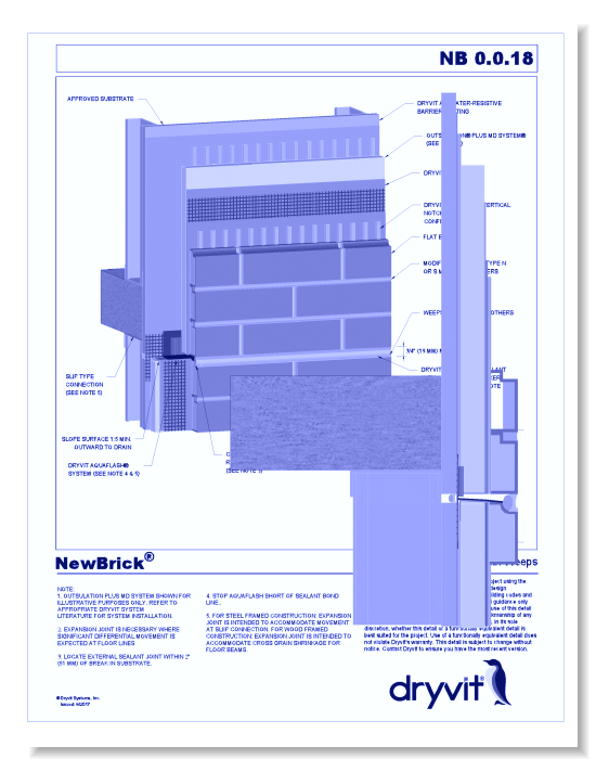 NewBrick® System: Horizontal Slip Joint with Weeps