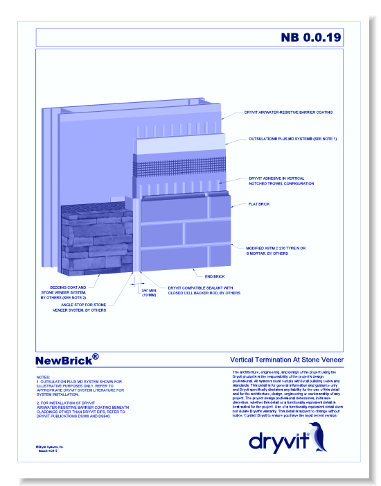 NewBrick® System: Vertical Termination at Stone Veneer