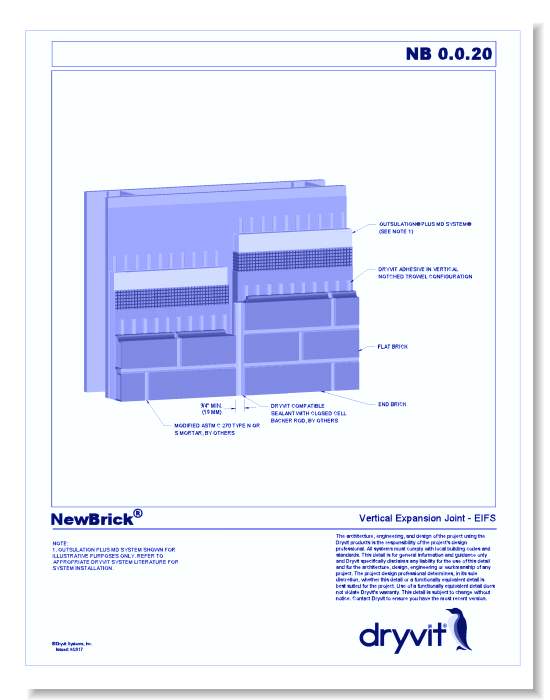 NewBrick® System: Vertical Expansion Joint - EIFS
