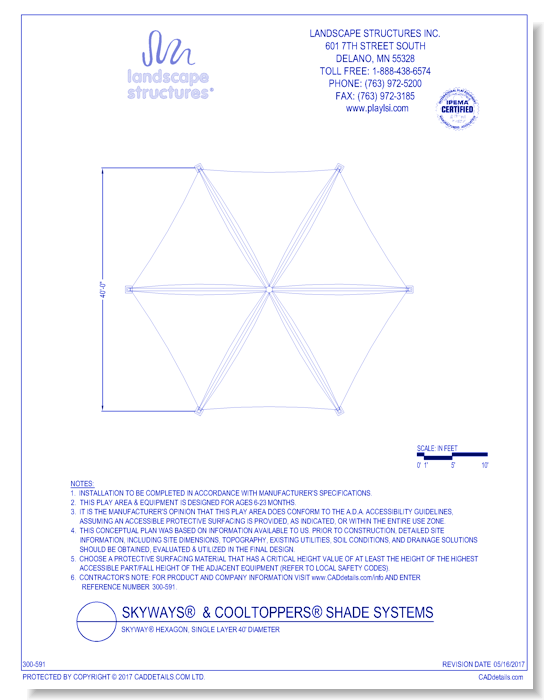 SkyWays® Hexagon, Single Layer 40' Diameter