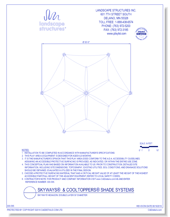 SkyWays® Hexagon, Double Layer 50' Diameter