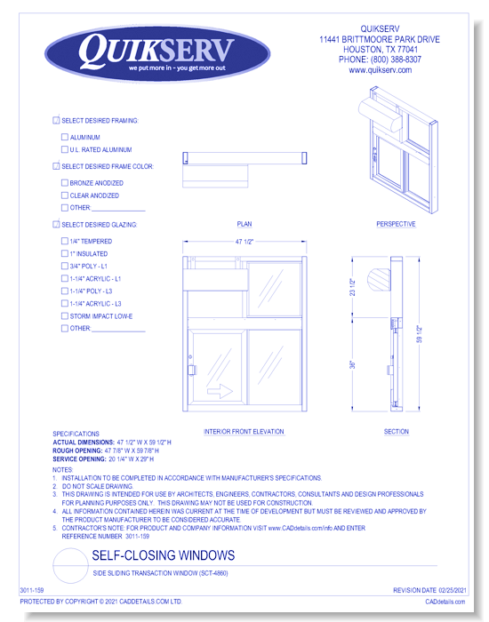 Side Sliding Transaction Window (SCT-4860)