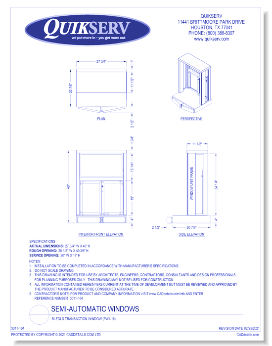 Bi-Fold Transaction Window (PW1-16)