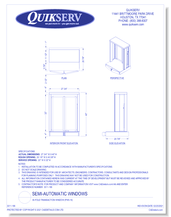 Bi-Fold Transaction Window (PW5-16)