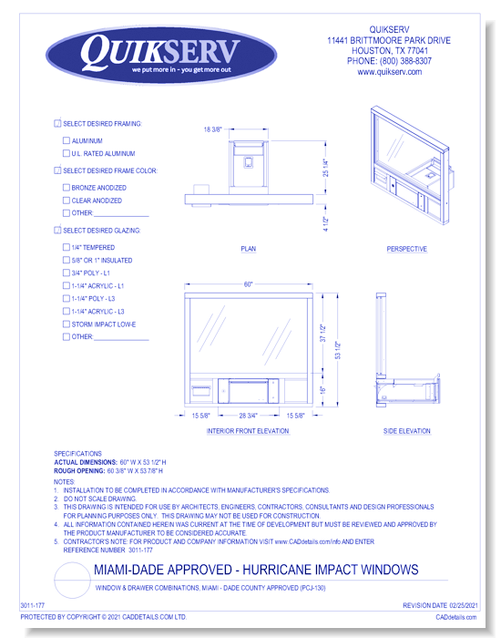 Window & Drawer Combinations, Miami - Dade County Approved (PCJ-130)