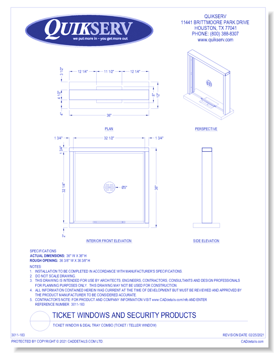 Ticket Window & Deal Tray Combo (Ticket / Teller Window)