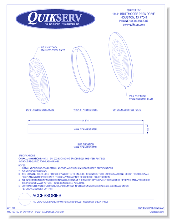 Natural Voice Speak Thru Systems (6" Bullet Resistant Speak-Thru)