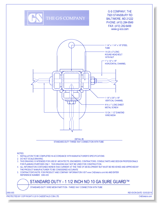Standard-Duty Wire Mesh Partition - Three Way Connection With Tube