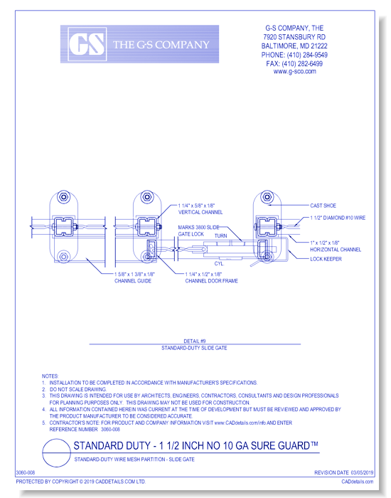 Standard-Duty Wire Mesh Partition - Slide Gate