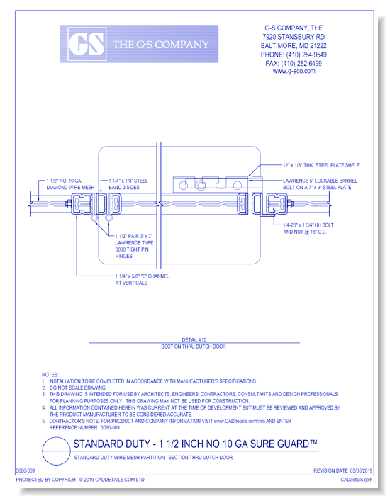 Standard-Duty Wire Mesh Partition - Section Thru Dutch Door