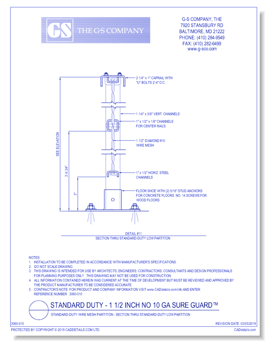 Standard-Duty Wire Mesh Partition - Section Thru Standard-Duty Low Partition
