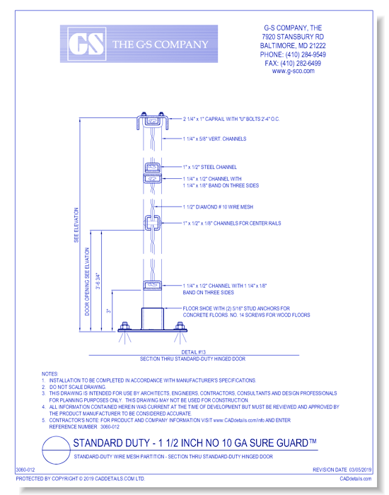 Standard-Duty Wire Mesh Partition - Section Thru Standard-Duty Hinged Door